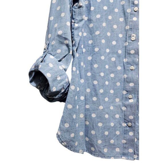 Tommy Hilfiger Womens Blue Polka Dot Button-Up Shirt Size M - Picture 4 of 12